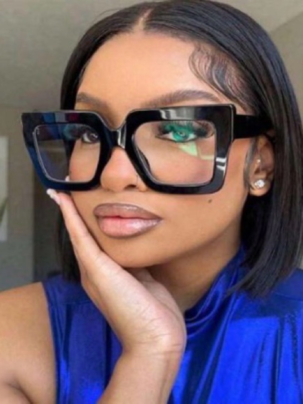 Oversized Ant- Blue Light Square Black Unisex Fashion Glasses